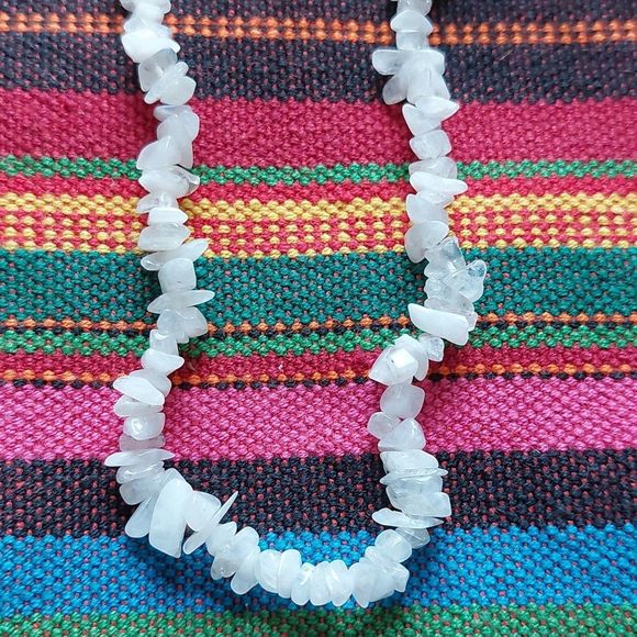 Rainbow Moonstone Chip Necklace, Boho,  crystal healing necklace - Picture 10 of 11